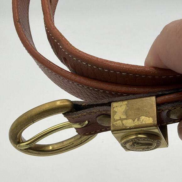 Dooney & Bourke Women’s Belt L 34” - 36” Brown Leather USA Vtg Brass Duck main image 3